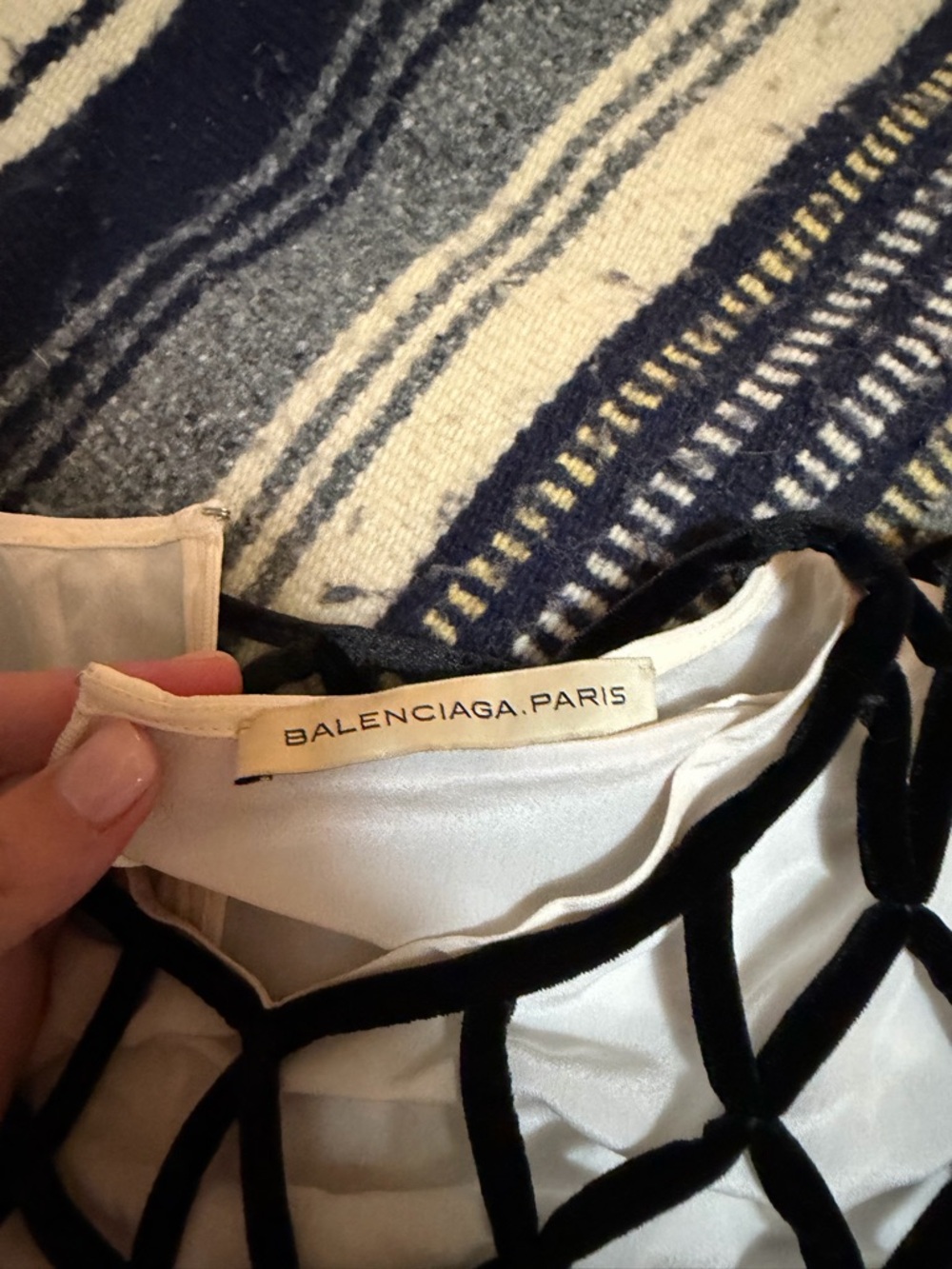 Balenciaga Black Lattice Mini Dress with Cream Underlayer - Picture 7 of 9